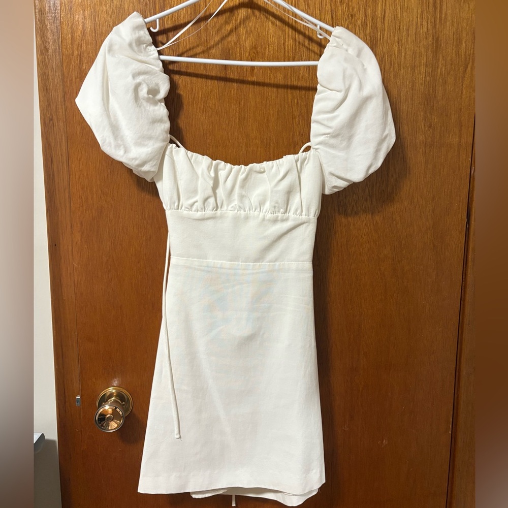 Zara white linen blend mini dress